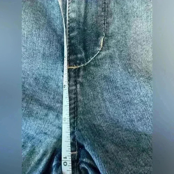 Y2K Jeans Sz 10 Light Wash Bootcut Raw Hem Double Button Mid Rise - Picture 5 of 8